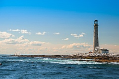 Sailing Ship Passes Alongside Boon Island Lighthouse